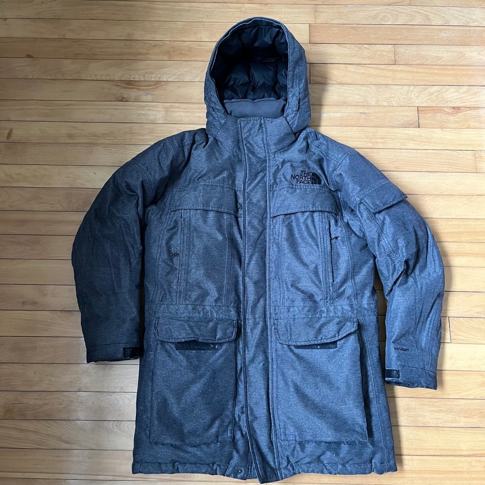 The North Face HyVent Parka Mens Medium Charcoal Grey Heather Insulated Jacket